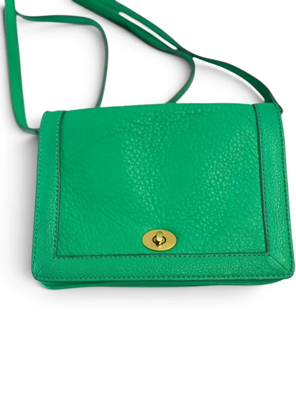J.Crew Kelly Green Pebbled Leather 3-Way Crossbody Shoulder Bag Clutch Turn Lock